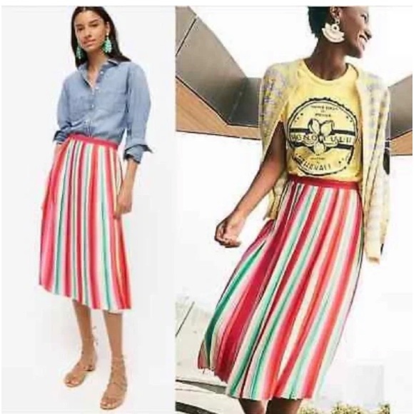 J. Crew Sunburst Skirt pleated midi in watermelon - Picture 7 of 11